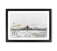 Big Box Art Sunrise Over The Detroit Skyline in Abstract Framed Wall Art Picture Print Ready to Hang, Black A2 (62 x 45 cm)