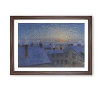 Big Box Art Sunrise Over The Rooftops by Eugene Jansson Framed Wall Art Picture Print Ready to Hang, Walnut A2 (62 x 45 cm)