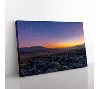 Big Box Art Sunrise Over The Yorkshire Dales Canvas Wall Art Print Ready to Hang Picture, 76 x 50 cm (30 x 20 Inch), Lavender, Blue, Black, Lavender, Orange