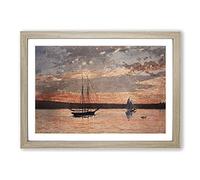 Big Box Art Sunset at Gloucester by Winslow Homer Framed Wall Art Picture Print Ready to Hang, Oak A2 (62 x 45 cm)