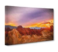 Big Box Art Sunset at The Valley of Fire Canvas Wall Art Framed Picture Print, 30 x 20 Inch (76 x 50 cm), Red, Purple, Lavender, Orange