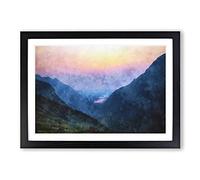 Big Box Art Sunset in Snowdonia in Wales Painting Framed Wall Art Picture Print Ready to Hang, Black A2 (62 x 45 cm)