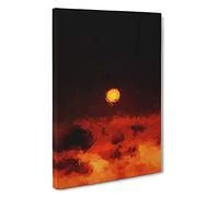 Big Box Art Sunset on Fire in Abstract Canvas Wall Art Framed Picture Print, 30 x 20 Inch (76 x 50 cm), Black, Red, Plum, Red, Orange