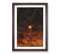Big Box Art Sunset on Fire Painting Framed Wall Art Picture Print Ready to Hang, Walnut A2 (62 x 45 cm)