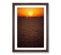Big Box Art Sunset Over a Salt Lake in Iran in Abstract Framed Wall Art Picture Print Ready to Hang, Walnut A2 (62 x 45 cm)