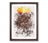 Big Box Art Sunset Over a Salt Lake in Iran Watercolour Framed Wall Art Picture Print Ready to Hang, Walnut A2 (62 x 45 cm)