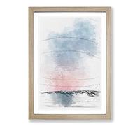 Big Box Art Sunset Over The Mountains Sketch Framed Wall Art Picture Print Ready to Hang, Oak A2 (62 x 45 cm)