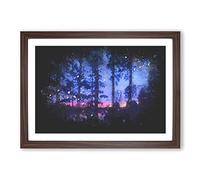 Big Box Art Sunset Through The Trees Paint Splash Framed Wall Art Picture Print Ready to Hang, Walnut A2 (62 x 45 cm)