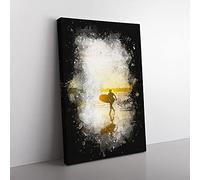 Big Box Art Surfer on a Spanish Beach Paint Splash Canvas Wall Art Print Ready to Hang Picture, 76 x 50 cm (30 x 20 Inch), White, Brown