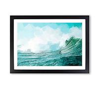 Big Box Art Surfing a Wave in Abstract Framed Wall Art Picture Print Ready to Hang, Black A2 (62 x 45 cm)