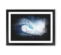 Big Box Art Surfing The Wave Paint Splash Framed Wall Art Picture Print Ready to Hang, Black A2 (62 x 45 cm)