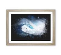 Big Box Art Surfing The Wave Paint Splash Framed Wall Art Picture Print Ready to Hang, Oak A2 (62 x 45 cm)