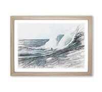 Big Box Art Surfs Up in Abstract Framed Wall Art Picture Print Ready to Hang, Oak A2 (62 x 45 cm)