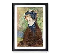 Big Box Art Susan in A Straw Bonnet by Mary Cassatt Framed Wall Art Picture Print Ready to Hang, Black A2 (62 x 45 cm)
