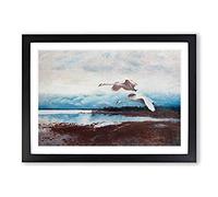 Big Box Art Swans in Flight Vol.2 by Bruno Liljefors Framed Wall Art Picture Print Ready to Hang, Black A2 (62 x 45 cm)