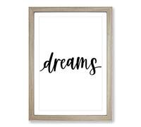 Big Box Art Sweet Dream No.3 Typography Framed Wall Art Picture Print Ready to Hang, Oak A2 (62 x 45 cm)