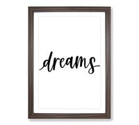 Big Box Art Sweet Dream No.3 Typography Framed Wall Art Picture Print Ready to Hang, Walnut A2 (62 x 45 cm)