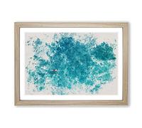 Big Box Art Swimmer in The Sea Watercolour Framed Wall Art Picture Print Ready to Hang, Oak A2 (62 x 45 cm)