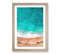 Big Box Art Sydney Australia Beach Painting Framed Wall Art Picture Print Ready to Hang, Oak A2 (62 x 45 cm)
