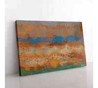 Big Box Art Taking It Easy in Abstract Canvas Wall Art Print Ready to Hang Picture, 76 x 50 cm (30 x 20 Inch), Grey, Brown, Teal