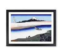 Big Box Art Tama River in The Musashi Province by Katsushika Hokusai Framed Wall Art Picture Print Ready to Hang, Black A2 (62 x 45 cm)