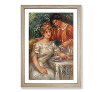 Big Box Art Tea Time by Pierre-Auguste Renoir Framed Wall Art Picture Print Ready to Hang, Oak A2 (62 x 45 cm)