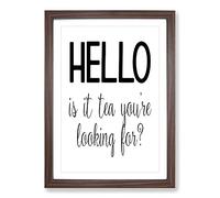 Big Box Art Tea You're Looking for Typography Framed Wall Art Picture Print Ready to Hang, Walnut A2 (62 x 45 cm)
