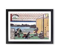 Big Box Art Teahouse at Hirokoji by Utagawa Hiroshige Framed Wall Art Picture Print Ready to Hang, Black A2 (62 x 45 cm)