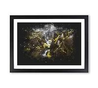 Big Box Art Tectonic Plates in Iceland Paint Splash Framed Wall Art Picture Print Ready to Hang, Black A2 (62 x 45 cm)
