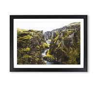 Big Box Art Tectonic Plates in Iceland Painting Framed Wall Art Picture Print Ready to Hang, Black A2 (62 x 45 cm)
