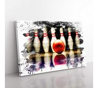Big Box Art Ten Pin Bowling V3 Canvas Wall Art Print Ready to Hang Picture, 76 x 50 cm (30 x 20 Inch), Multi-Coloured