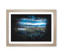 Big Box Art Terrain in Abisko Sweden Paint Splash Framed Wall Art Picture Print Ready to Hang, Oak A2 (62 x 45 cm)