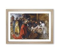 Big Box Art The Adoration of The Magi by Peter Paul Rubens Framed Wall Art Picture Print Ready to Hang, Oak A2 (62 x 45 cm)