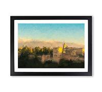 Big Box Art The Alhambra in Granada Spain in Abstract Framed Wall Art Picture Print Ready to Hang, Black A2 (62 x 45 cm)