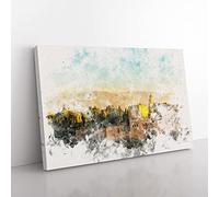 Big Box Art The Alhambra in Granada Spain Watercolour Canvas Wall Art Print Ready to Hang Picture, 76 x 50 cm (30 x 20 Inch), Turquoise, Black, Green