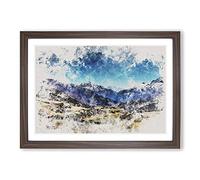 Big Box Art The Annapurna Circuit in Nepal Watercolour Framed Wall Art Picture Print Ready to Hang, Walnut A2 (62 x 45 cm)