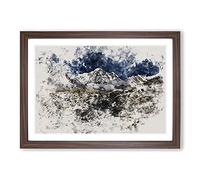 Big Box Art The Annapurna Sanctuary in Nepal Watercolour Framed Wall Art Picture Print Ready to Hang, Walnut A2 (62 x 45 cm)