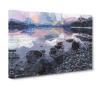 Big Box Art The Apgar Mountains in Montana in Abstract Canvas Wall Art Framed Picture Print, 30 x 20 Inch (76 x 50 cm), Blue, Black, Grey, Blue