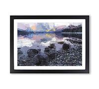 Big Box Art The Apgar Mountains in Montana in Abstract Framed Wall Art Picture Print Ready to Hang, Black A2 (62 x 45 cm)