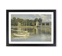 Big Box Art The Argenteuil Bridge by Claude Monet Framed Wall Art Picture Print Ready to Hang, Black A2 (62 x 45 cm)