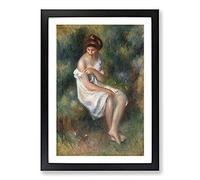 Big Box Art The Bather by Pierre-Auguste Renoir Framed Wall Art Picture Print Ready to Hang, Black A2 (62 x 45 cm)