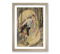 Big Box Art The Bicycle Rider by Charles Demuth Framed Wall Art Picture Print Ready to Hang, Oak A2 (62 x 45 cm)