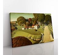Big Box Art The Birthplace of Herbert Hoover by Grant Wood Canvas Wall Art Print Ready to Hang Picture, 76 x 50 cm (30 x 20 Inch), Green, Green, Cream