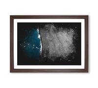 Big Box Art The Black Sand Beach in Vik Iceland Paint Splash Framed Wall Art Picture Print Ready to Hang, Walnut A2 (62 x 45 cm)