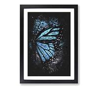 Big Box Art The Blue Butterfly Effect Paint Splash Framed Wall Art Picture Print Ready to Hang, Black A2 (62 x 45 cm)