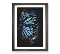 Big Box Art The Blue Butterfly Effect Paint Splash Framed Wall Art Picture Print Ready to Hang, Walnut A2 (62 x 45 cm)