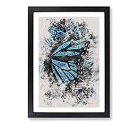 Big Box Art The Blue Butterfly Effect Watercolour Framed Wall Art Picture Print Ready to Hang, Black A2 (62 x 45 cm)
