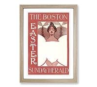 Big Box Art The Boston Easter Sunday Herald by Ethel Reed Framed Wall Art Picture Print Ready to Hang, Oak A2 (62 x 45 cm)