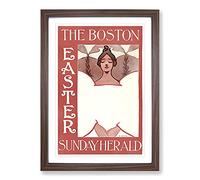 Big Box Art The Boston Easter Sunday Herald by Ethel Reed Framed Wall Art Picture Print Ready to Hang, Walnut A2 (62 x 45 cm)