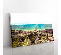 Big Box Art The Bournemouth Coast Painting Canvas Wall Art Print Ready to Hang Picture, 76 x 50 cm (30 x 20 Inch), White, Greige, Grey, Black